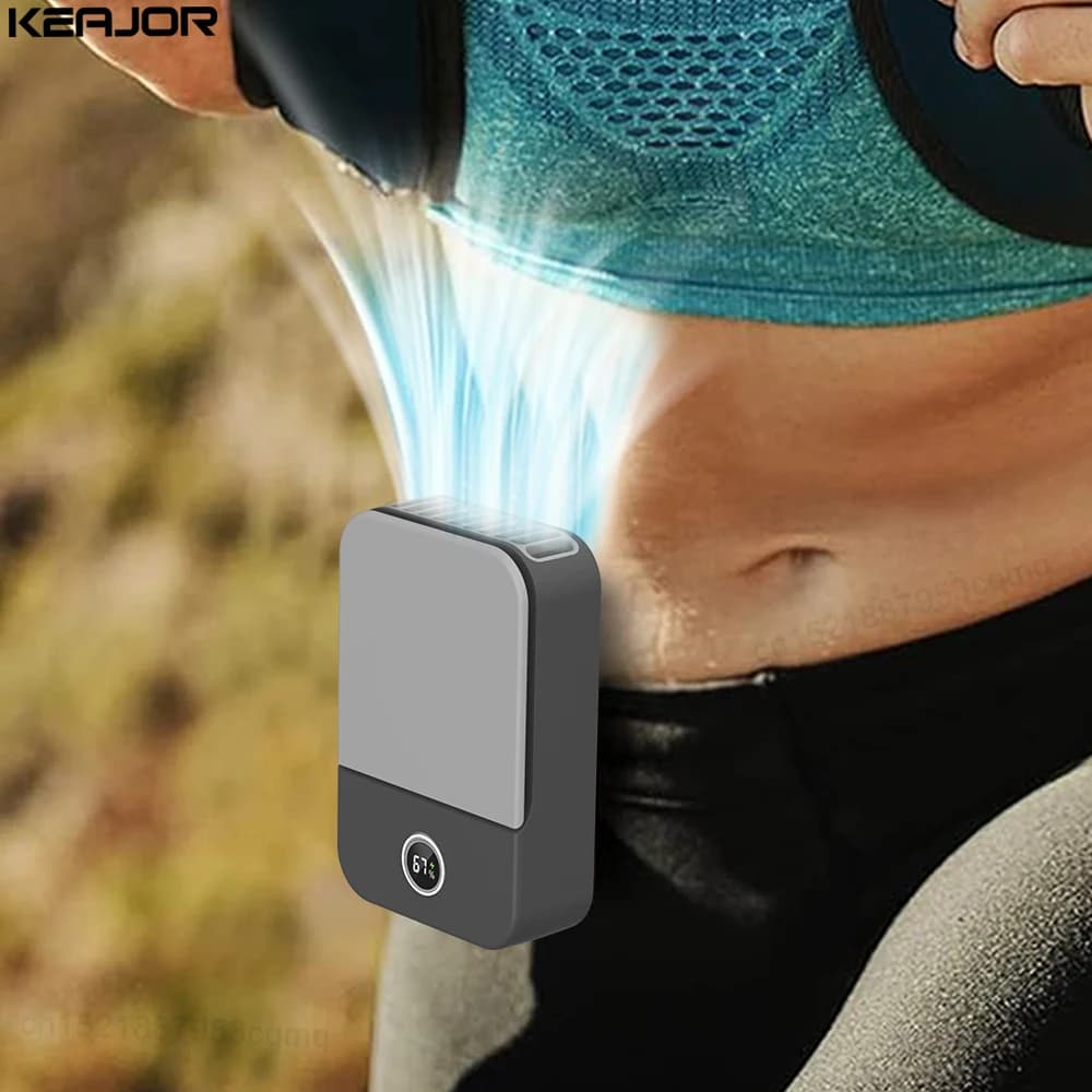 Portable Waist Fan Hanging Neck Fan Mini USB Rechargeable Portable Waist Clip Fan for Outdoor Sports Working Travel Small Fan