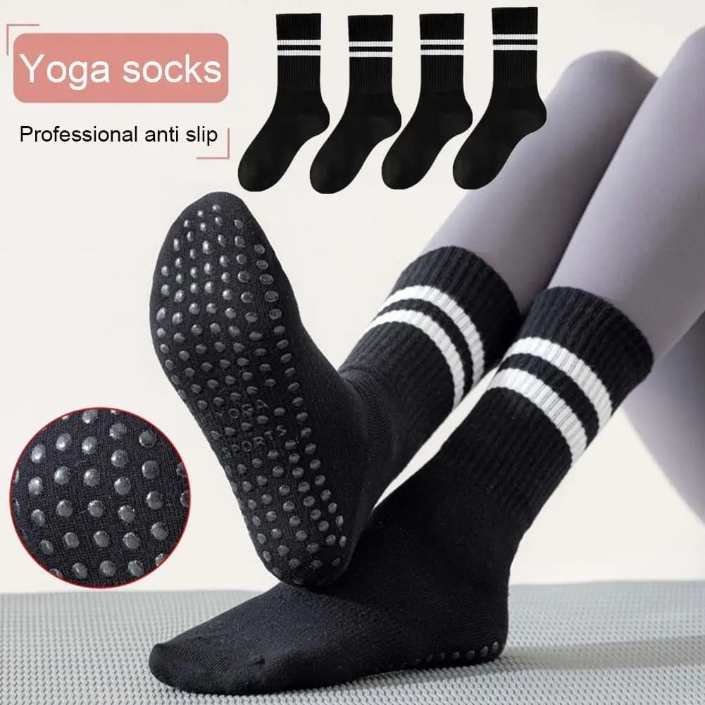 1-5Pairs Sports Socks Cotton Mid-tube Bottom Professional Non-slip Silicone Indoor Fitness Socks Gym Dance Pilates Yoga Socks
