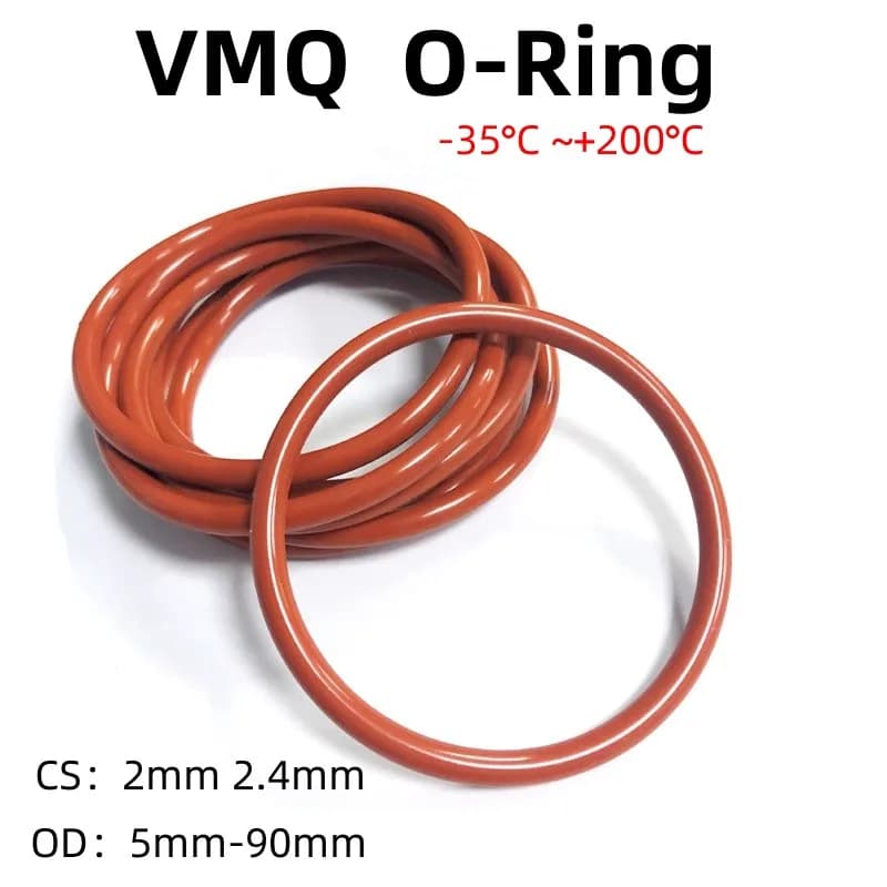 10/50Pcs VMQ Food Grade Red Silicone O-Ring OD5mm-90mm Thickness CS2mm 2.4mm Ring Washer Gaskets Waterproof And Heat-Resistant