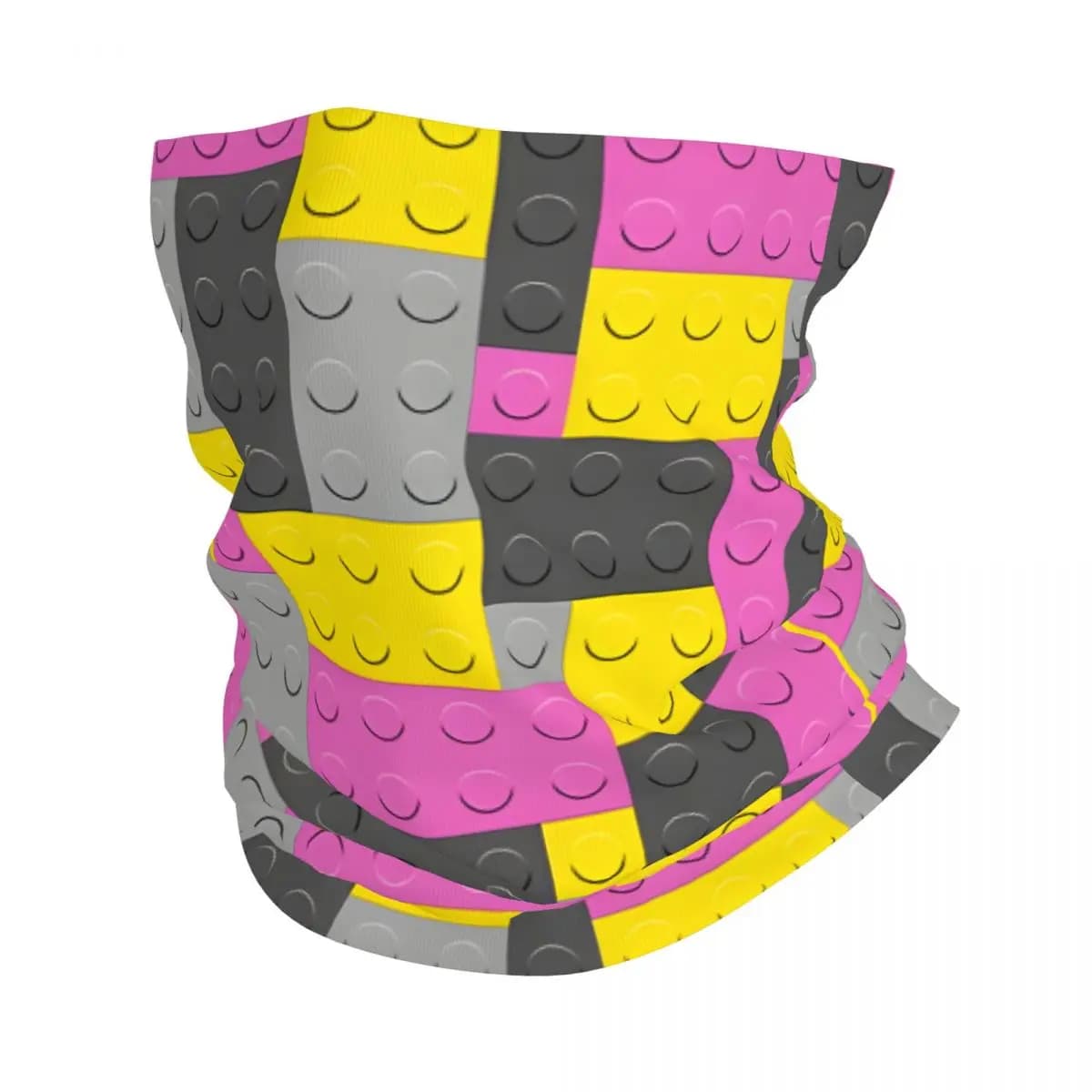 Yellow Gray Pink Building Blocks Bandana Neck Gaiter Printed Balaclavas Wrap Scarf Multifunctional Cycling Running for Men Adult