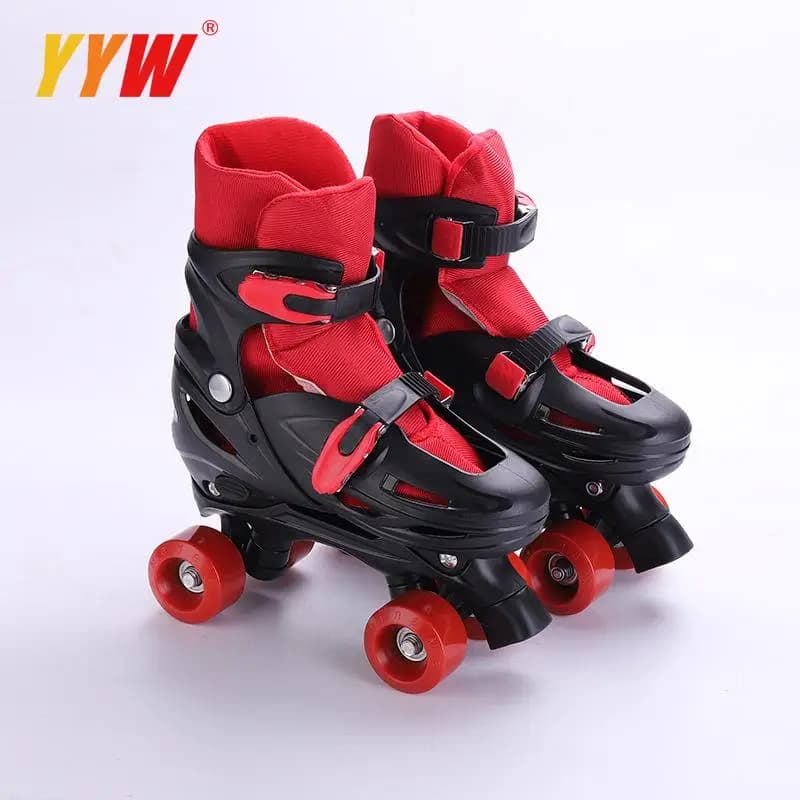 5-12 Year Kids Adjustable Roller Skates Double Row Pvc Wheel Mesh Breathable Skate Outdoor Skating Shoes 4-Wheel Blue Red Pink
