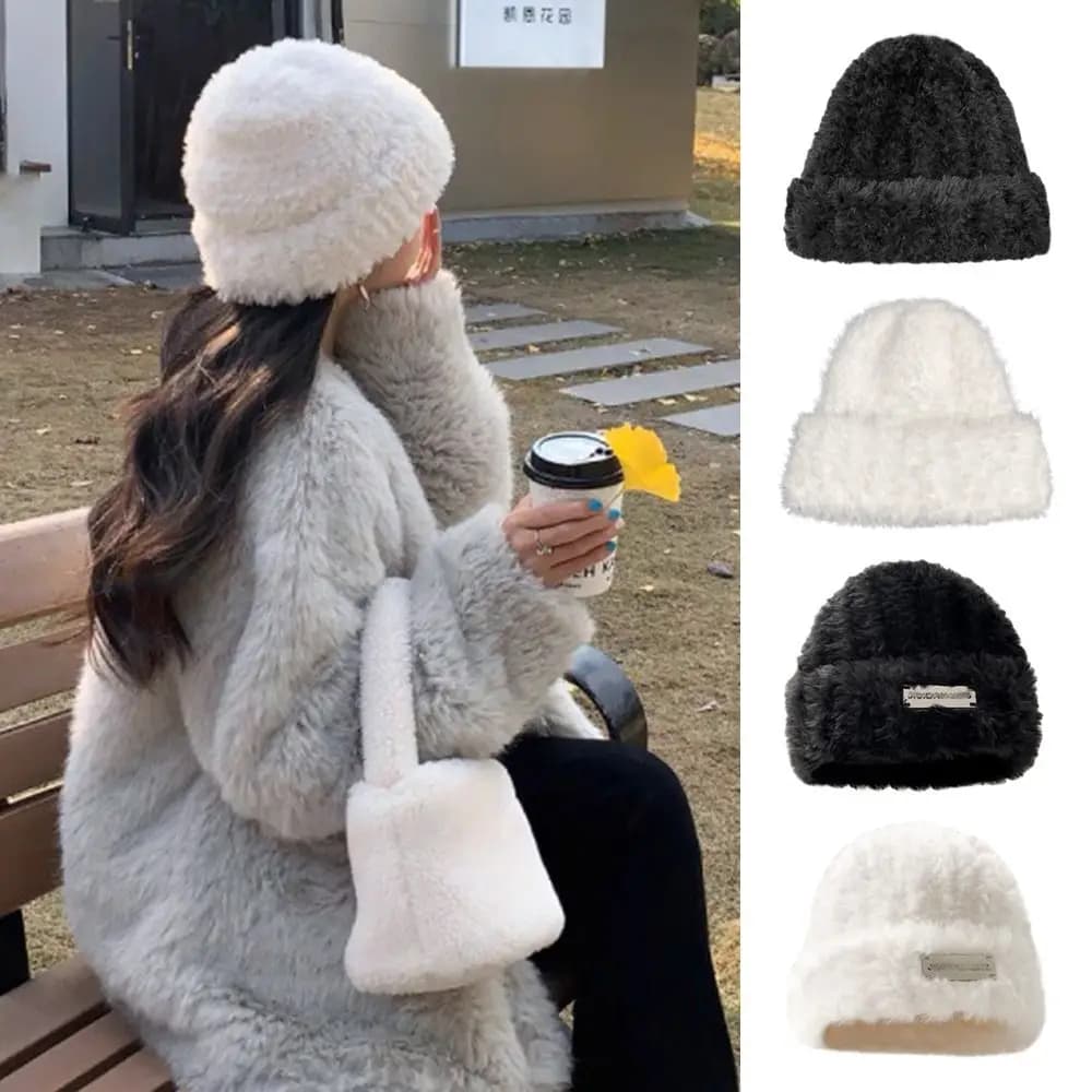 Outdoor Plush Plush Bucket Hat Warm Furry Panama Hat Winter Soft Fisherman Cap for Women