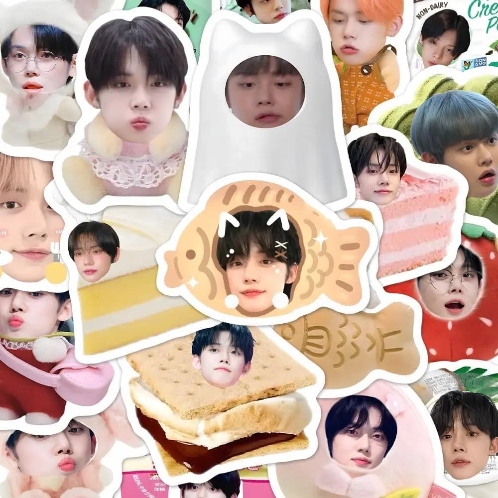 65pcs Kpop Korean Boy Band Photo Stickers YEONJUN Cute Food Avatar Stickers Kawaii Waterproof Photo Sticker Fans Collect Gift