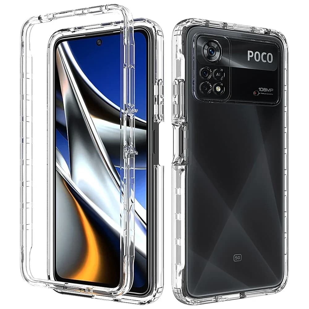 2 in 1 Rugged Armor Shockproof Case For Xiaomi Poco X4 Pro 5G TPU Bumper Hard Plastic Transparent Acrylic Back Cover Fundas