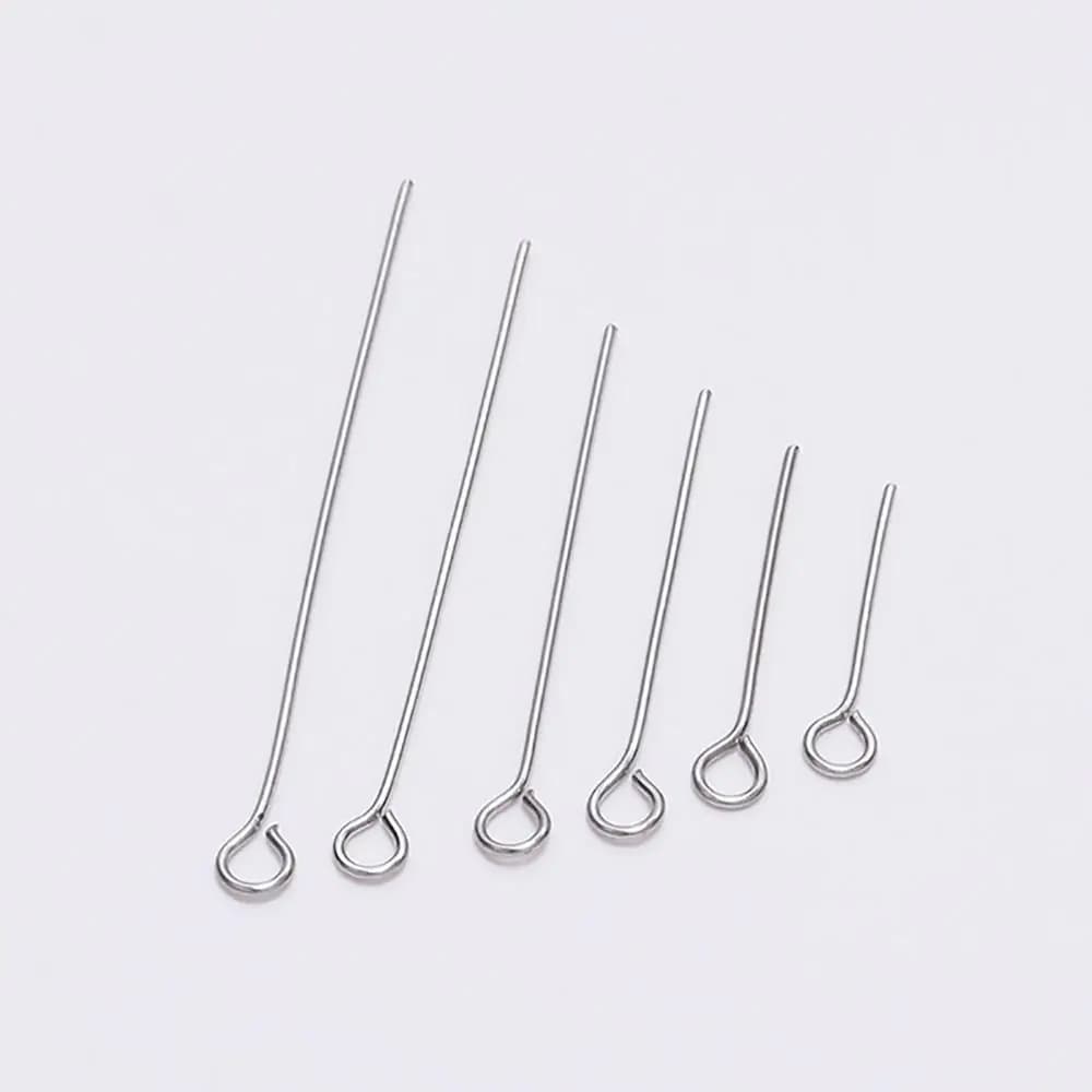 100pcs/lot 15-70mm Stainless steel Metal Eye Head Pins Findings Connector For Jewelry Making Accessories DIY Pendant Supplies