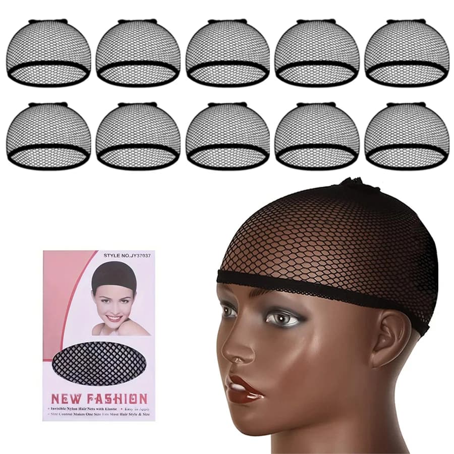 Long Wig Caps, Open End Mesh Net Liner Weaving Cap, Wig Caps ForWomen Black Pack Of 6 Pcs
