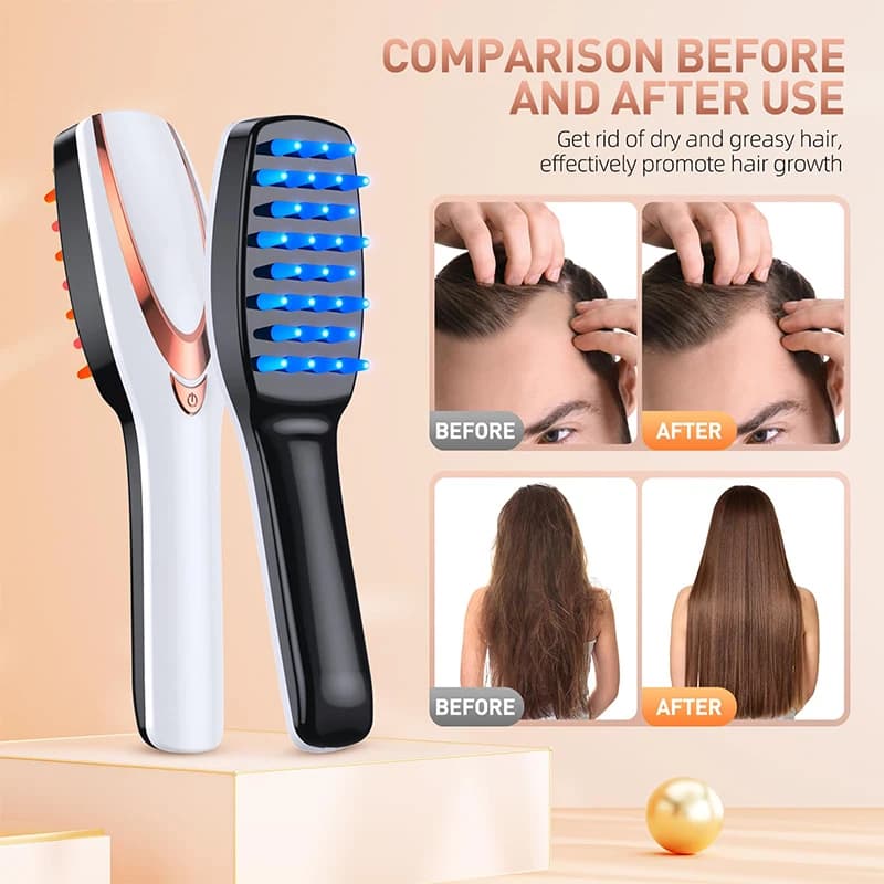Electric Wireless Infrared Massage Comb Hair Growth 3 Modes Vibration Hair Massage Scalp Brush Anti Hair Loss