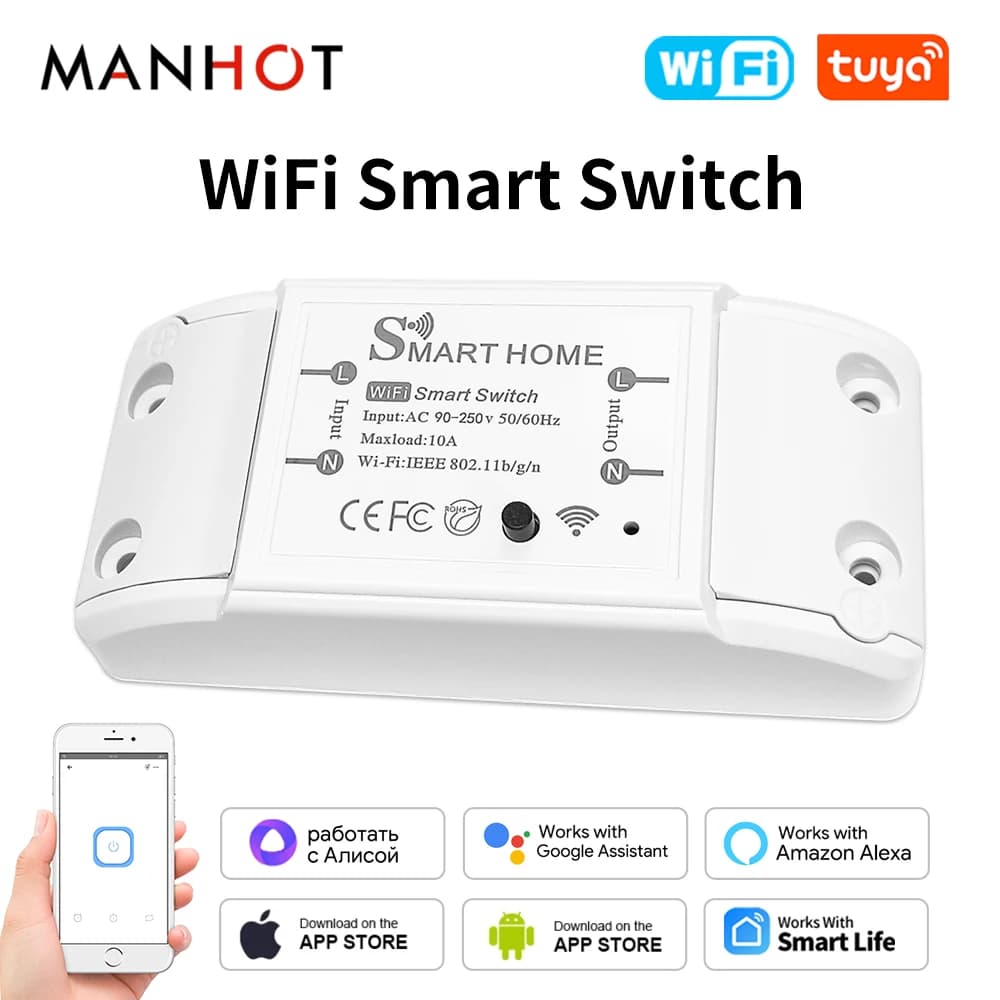 Tuya WiFi Switch DIY MINI Smart Home Switch Relay Module Smart Life APP Wireless Voice Remote Control Timer Switch Alexa