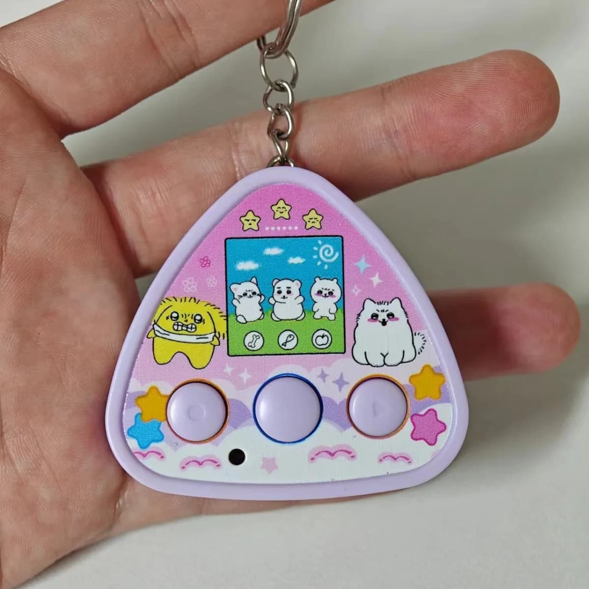 Creative Cartoon Triangle Animal Mini Handheld Recording Phonograph Toy Keychain Pendant Novelty Funny Sound Light-emitting Toys