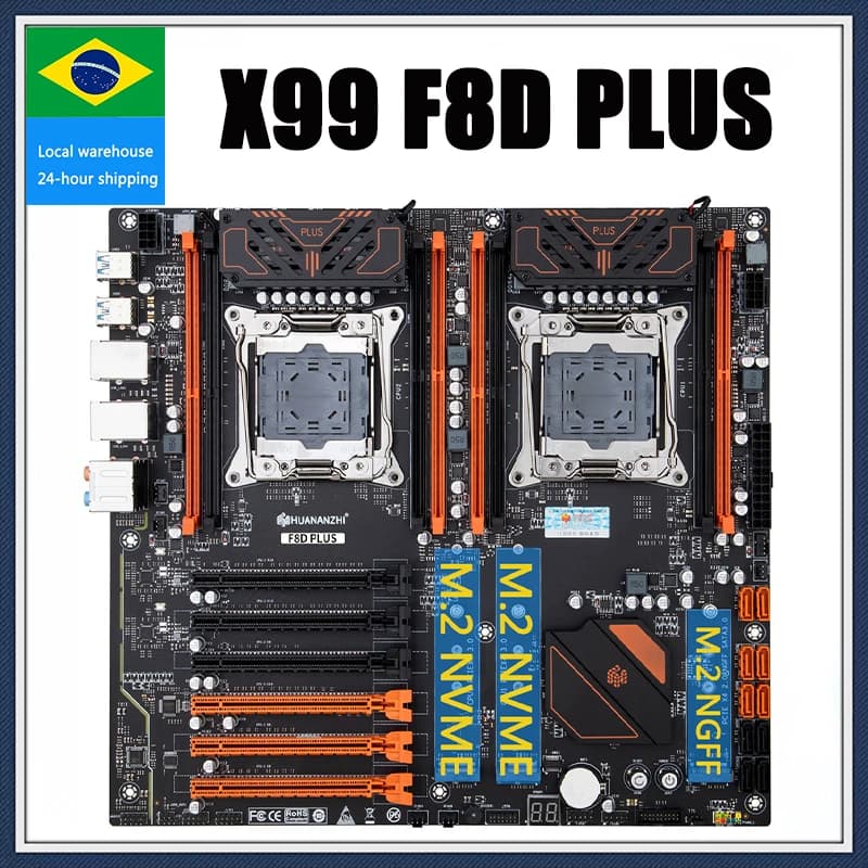 X99 F8D PLUS Dual Motherboard X99 Dual CPU Motherboard LGA 2011-3 E5 V3 DDR4 RECC 512GB M.2 NVME NGFF USB3.0 E-ATX Server