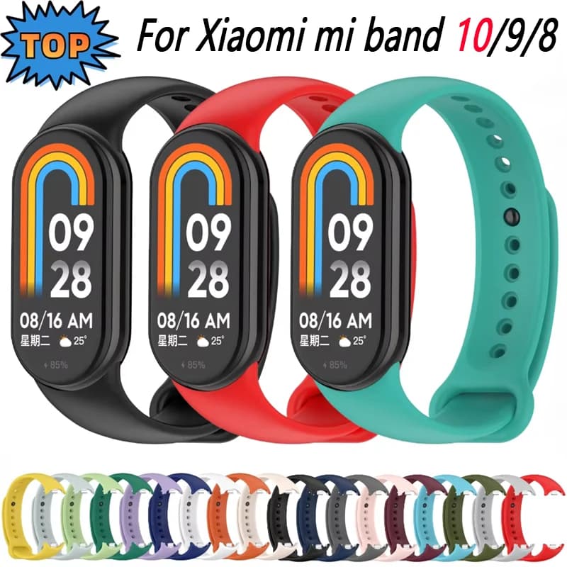Soft Official Silicone Strap for Xiaomi Mi Band 10 9 8 Breathable Bracelet Accessories belt for MiBand 9 8 Replacement Wristband