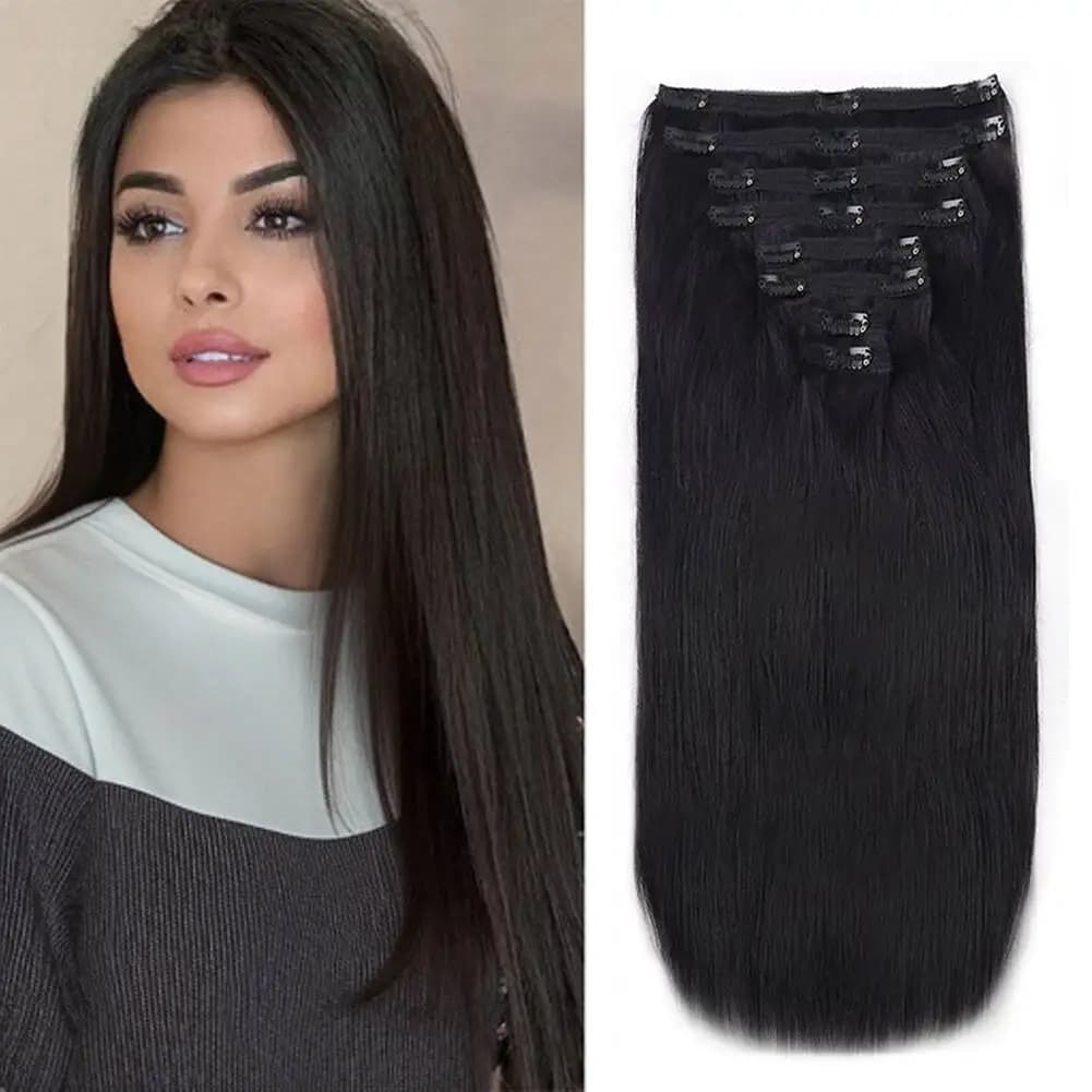 Clip in Hair Extension Human Hair 120G Straight Human Hair Brazilian Clip In Natural Black Color Clip Ins Remy Hair for Women