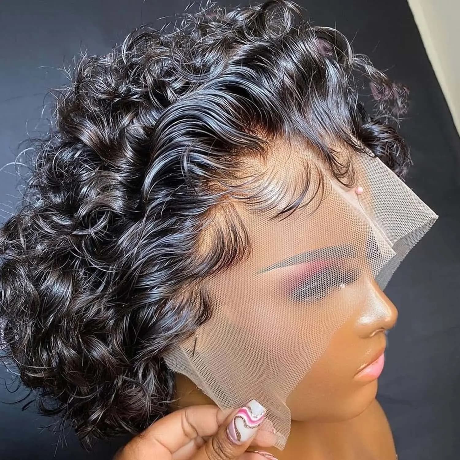 Pixie Cut Wig Human Hair 13x4 Lace Frontal Wigs Human Hair Curly Wave Short Bob Human Hair Wigs Curly Lace Front Wig For Women