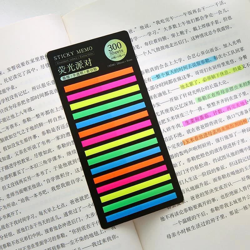 300 Pcs Colored Index Sticky Notes, Stickers, Posting Notebooks, Bookmarks, School Supplies, Stationery