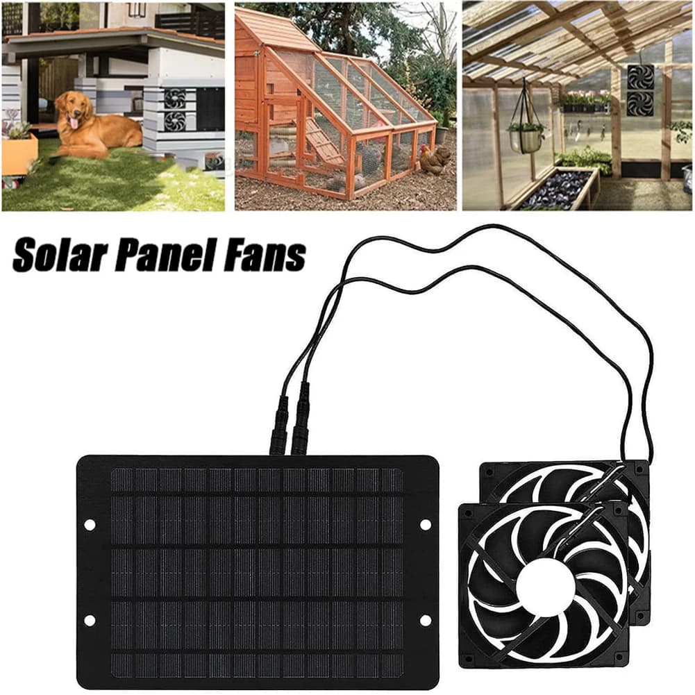 Solar Powered Fan Exhaust Fan12V 10W Waterproof Dual Exhaust Fan Air Extractor For Camping Greenhouse Kitchen Animal House