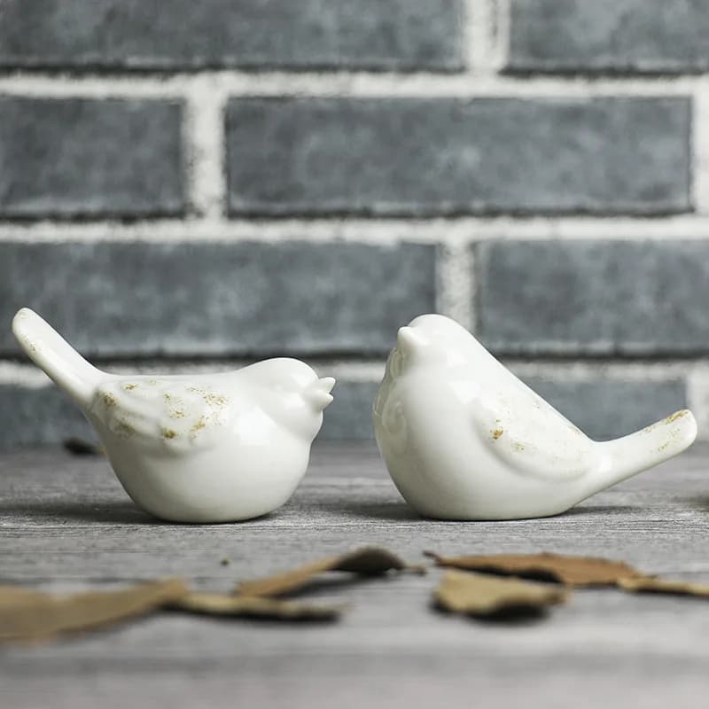 Lovely Ceramic Birds Nordic Style White Home Decoration Desktop Ornaments Creative Craft Gift Landscape Figurines Animal