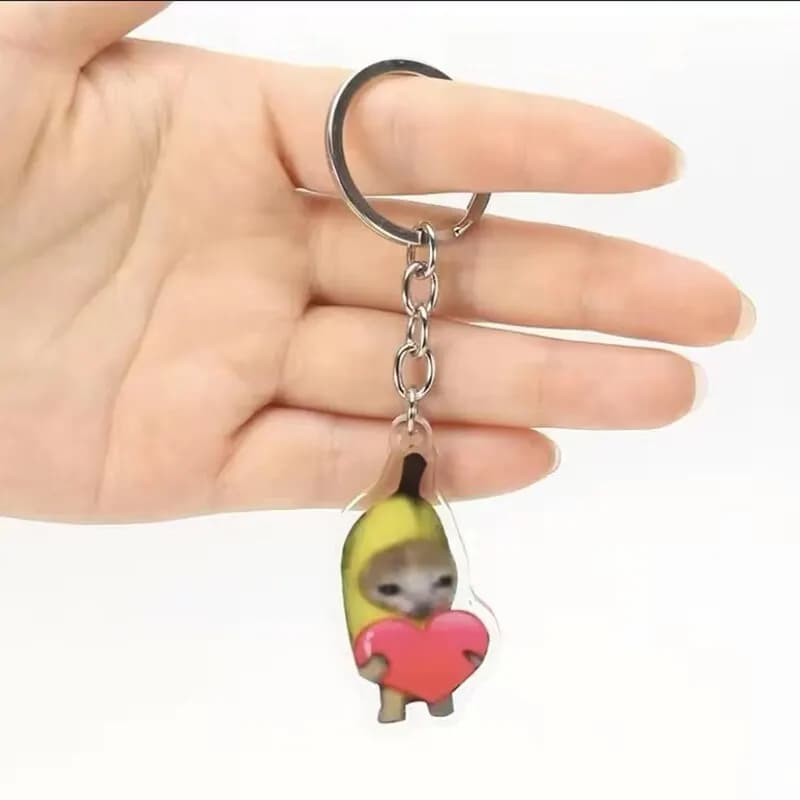5/6/7 Pcs Cartoon Kawaii Banana Cat Key Chain Creative Bread Heart Keyring Key Holder Keys Bag Diy Jewelry Gift For Friends