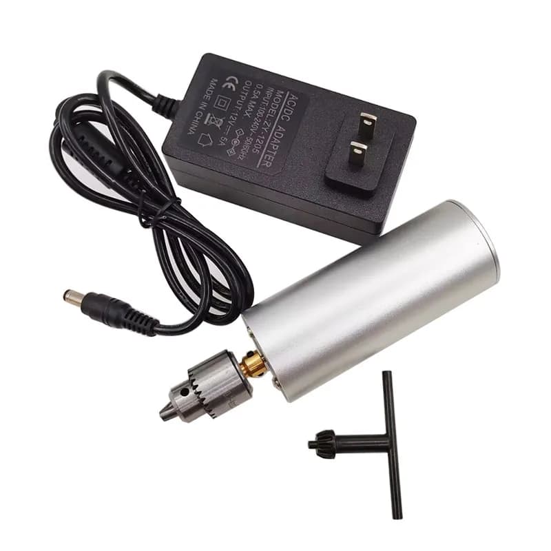 DIY Electric Grinder RS555 High Torque DC Motor Compatible With 12V5A Power Adapter Metal Aluminum Shell Small Electric Dril Set