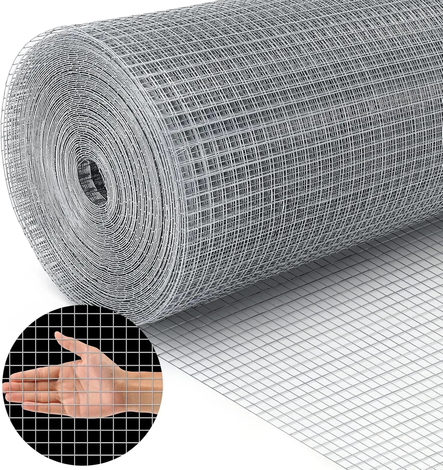 1/2 inch 48inch×100ft Chicken Wire Fence, Galvanized Welded Cage Wire Mesh Roll Supports