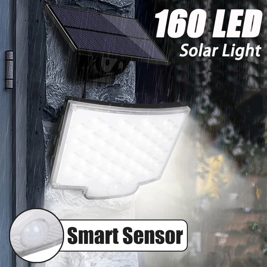 Solar Light Outdoor 160 LED Spotlights IP65 Waterproof Motion Sensor Human Induction Solar Flood Security Wall Lights 3 Modes