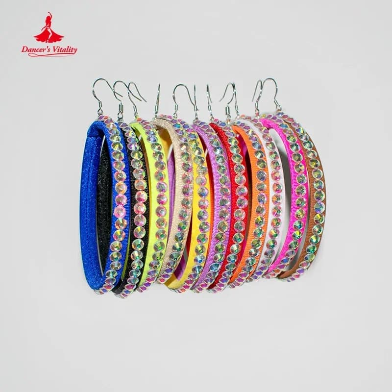National Standard Latin Ribbon Professional Earrings Rumba Chacha Competition Earrings Adult Girls Black Accessories