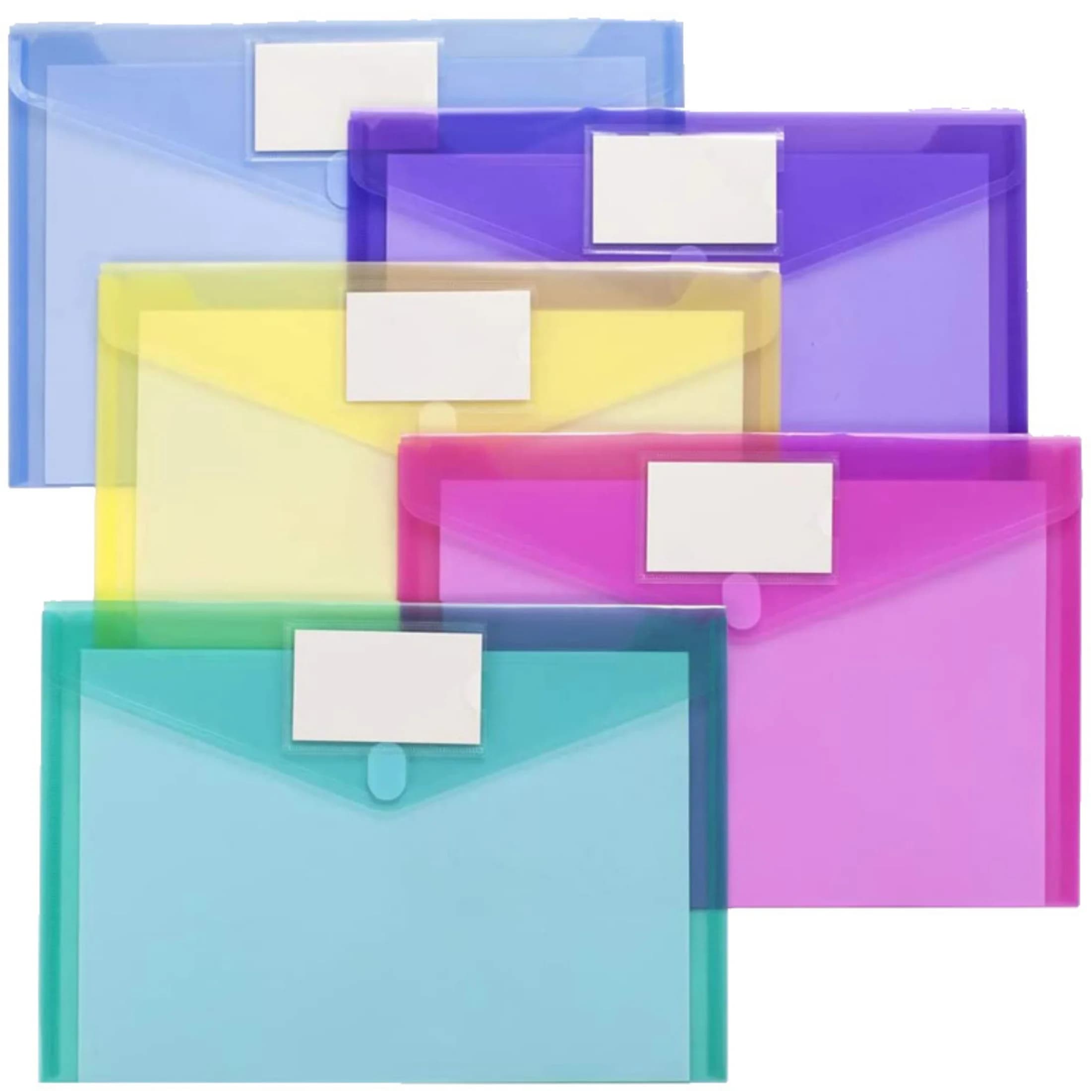 10pcs Hot selling A4 Button File Bag Color PP Plastic Archive Office Data Bag Bill Storage File Bag