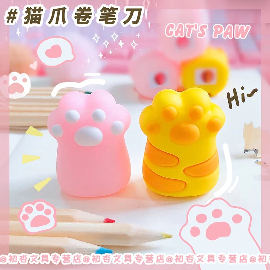 Cute Cat Paw Pencil Sharpener Kawaii School Supplies Stationery Items Student Prize for Kids Gift Cut Stationery