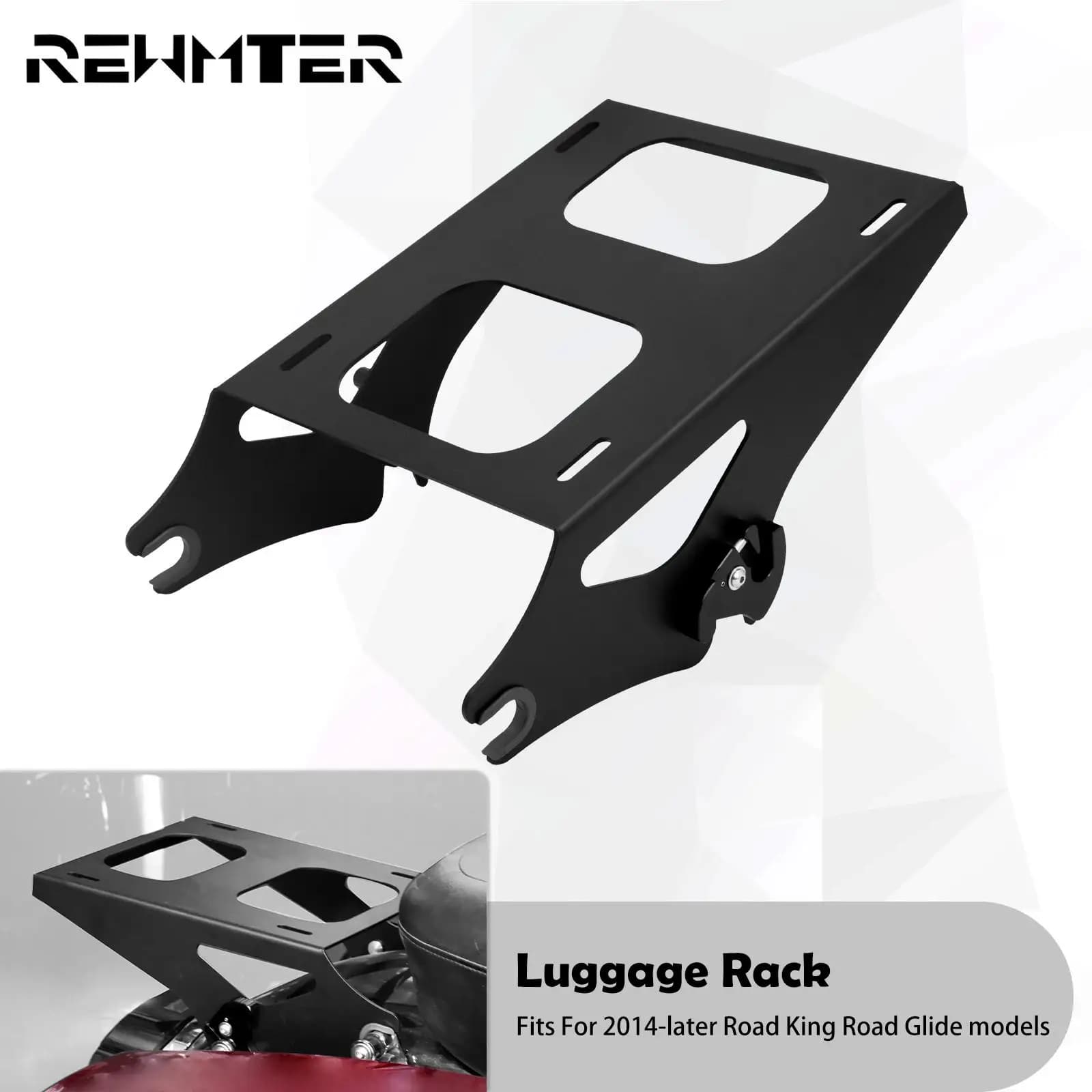 Motorcycle Black Two Up Tour Pak Pack Mounting Luggage Rack Detachable For Harley Touring CVO Street Glide Road King 2014-2022