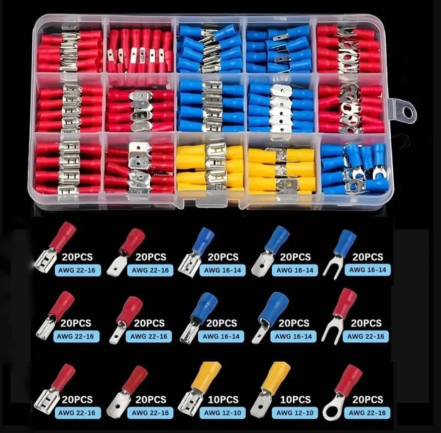 280PCS Wiring Cold Crimp Terminals Boxed PVC Insulated Terminal Block Spade Pair Connector