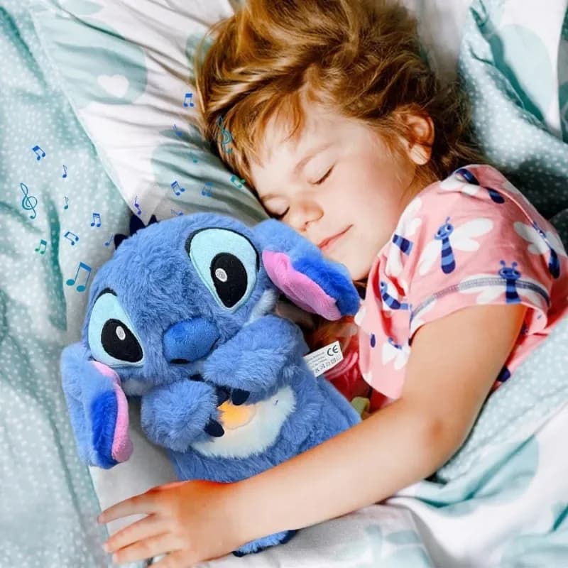 Kawaii Stitch Plush gloves Baby Sleeping Companion Sound Soothing Musical  Kawaii With Air Bag and Light gloves Breathing  Gifts