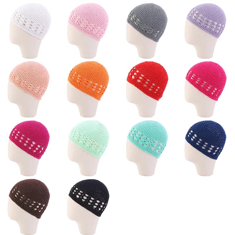 Children Mesh Hair Net Crochet Cap Solid Yarn Knit Snood Hat Thick Short Hairnet Sleeping Night Turban Styling Tool Accessories