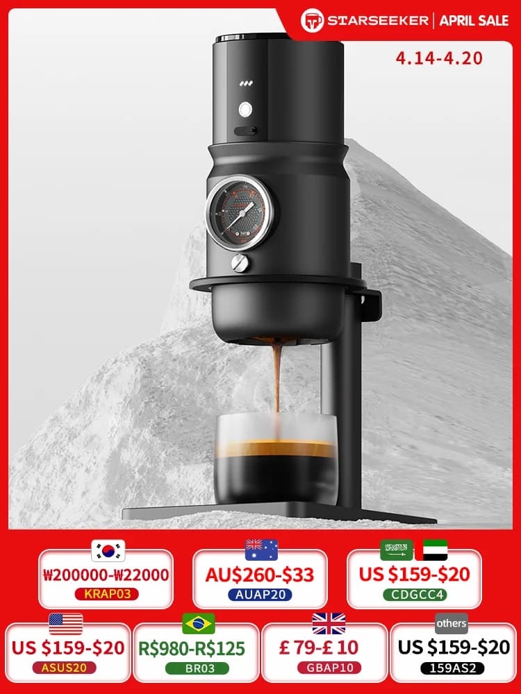 STARSEEKER Super58 Portable Electric Espresso Machine Travel Coffee Maker For Camping Car Coffee Maker With USB-C Bracket Tamper