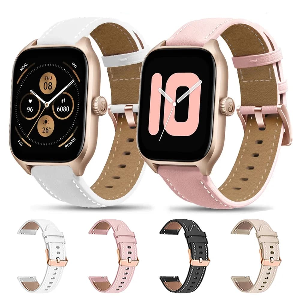20mm Leather Strap For Amazfit GTS 4/2 GTS 3 2E GTR Mini Smartwatch Watchband Wristband For Amazfit Bip 3 Pro/Bip U Pro Bracelet