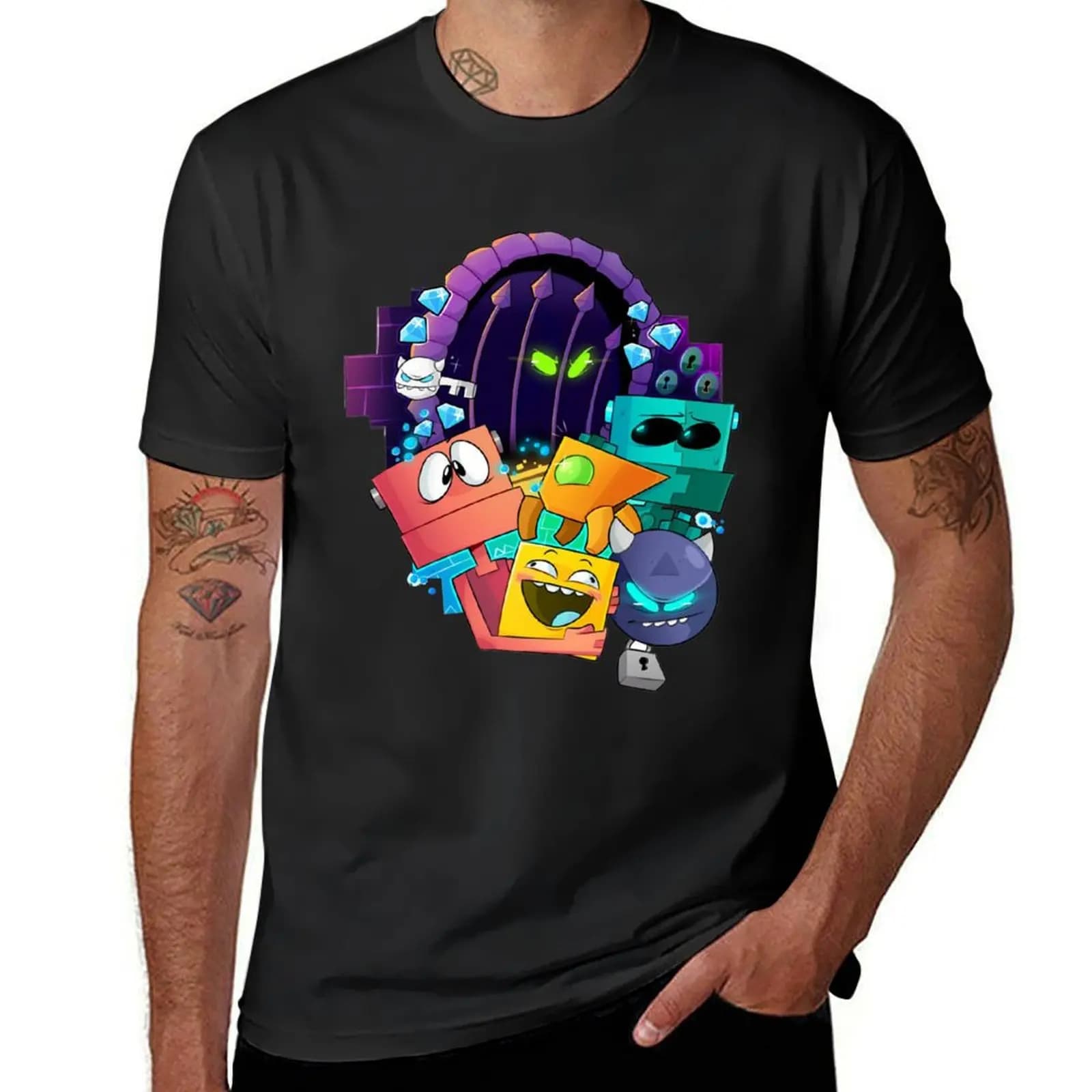 Geometry Dash T-Shirt customizeds hippie clothes boys whites funnys oversized t shirt men