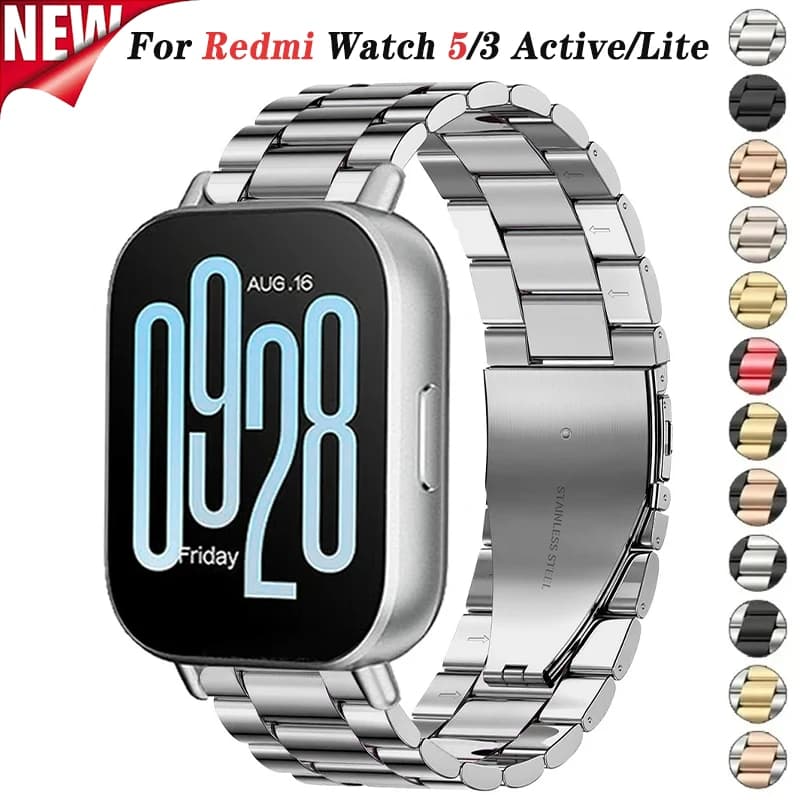 22mm Stainless Steel Strap for Redmi Watch 5 Active 5 Lite Metal Band for Xiaomi Redmi Watch 3 Active 3 Lite Bracelet Wristband