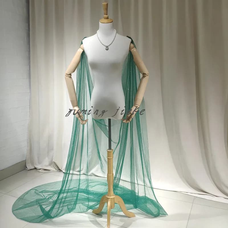 Emerald Green in Glitter Tulle Bridal Shoulder Veil 300cm Long x 150cm Wide