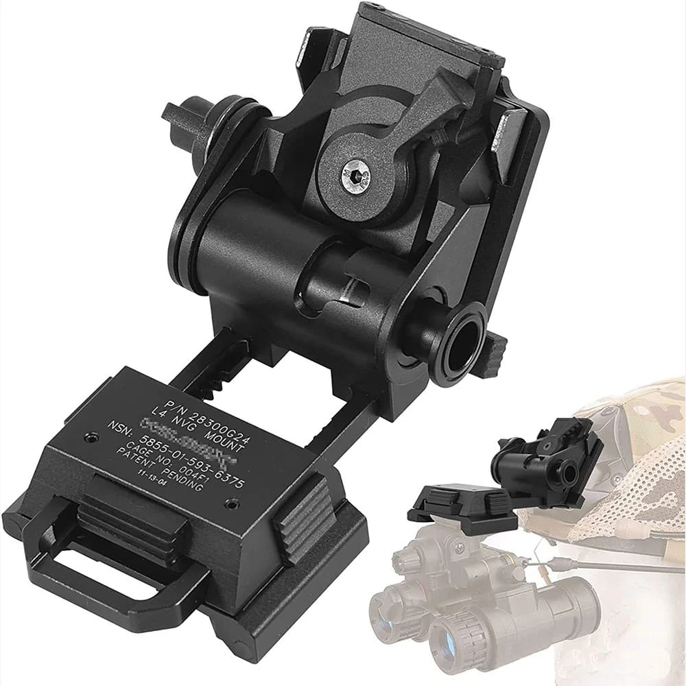 BOOIU L4G24 NVG Metal Helmet Mount Adjustable Metal Aluminum Tactical Helmet For PVS15/18 Night Vision Goggles Mount
