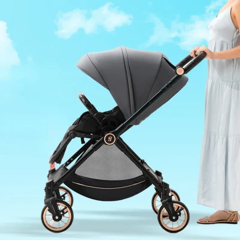 Spine Protection Two-way Baby Stroller, High View Baby Cars, Can Sit or Lie Pushchair, Foldable Four Wheel Strollers for Baby