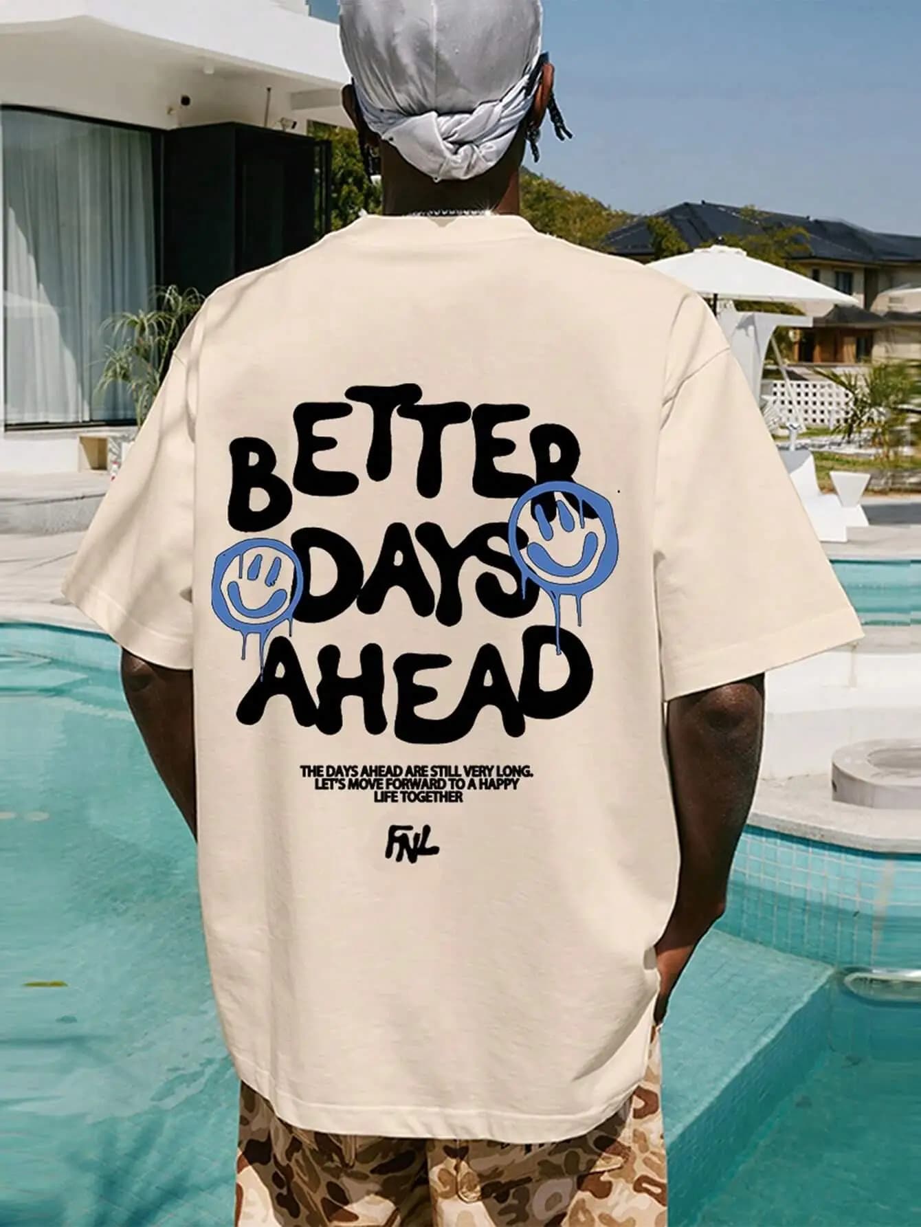 Better Days Ahead Letter Graphic Men T-Shirt O-Neck Casual Oversize T-Shirt Fashion Cotton Tee Clothes Summer Loose Tshirt