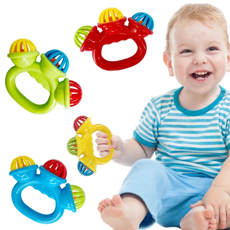 1pcs Infant comfort rattle 0-3 years ringing three-headed be Hand Grasping Ball Toys Rattle Early Educational Hand Bell Baby toy