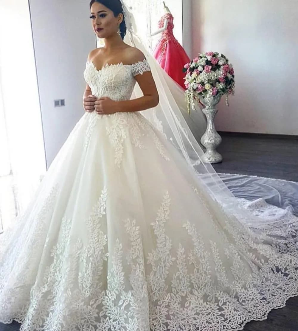 Real Photo Off Shoulder Wedding Dresses 2024 for Bride Plus Size Beads Lace Applique Women Ball Gowns Bridal Gown Customized
