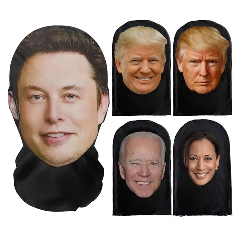 3D Funny Masks Elon Musk Full Face Pattern Printed Elastic Mesh Masks Funny Party Celebrity Cosplay Props Balaclava Headcovers