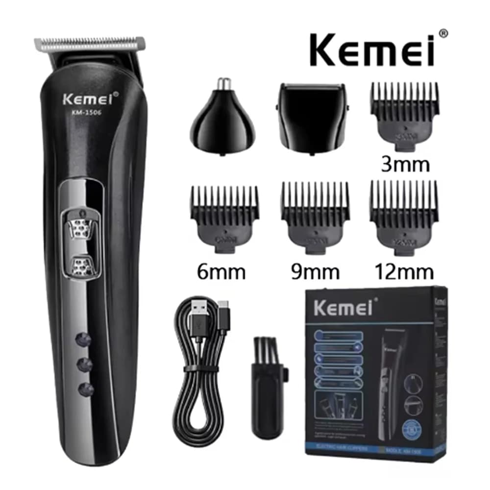 Kemei KM-1506 3 in 1 Electric Shaver Hair cutting Charging Hair trimmer Electric Rechargeable Nose Professional Shaving Machine