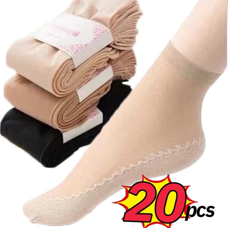 Transparent Soft Spring Summer Ultrathin Breathable Elastic Crystal Silk Women Sock Casual Lightweight Female Fashion Boat Socks