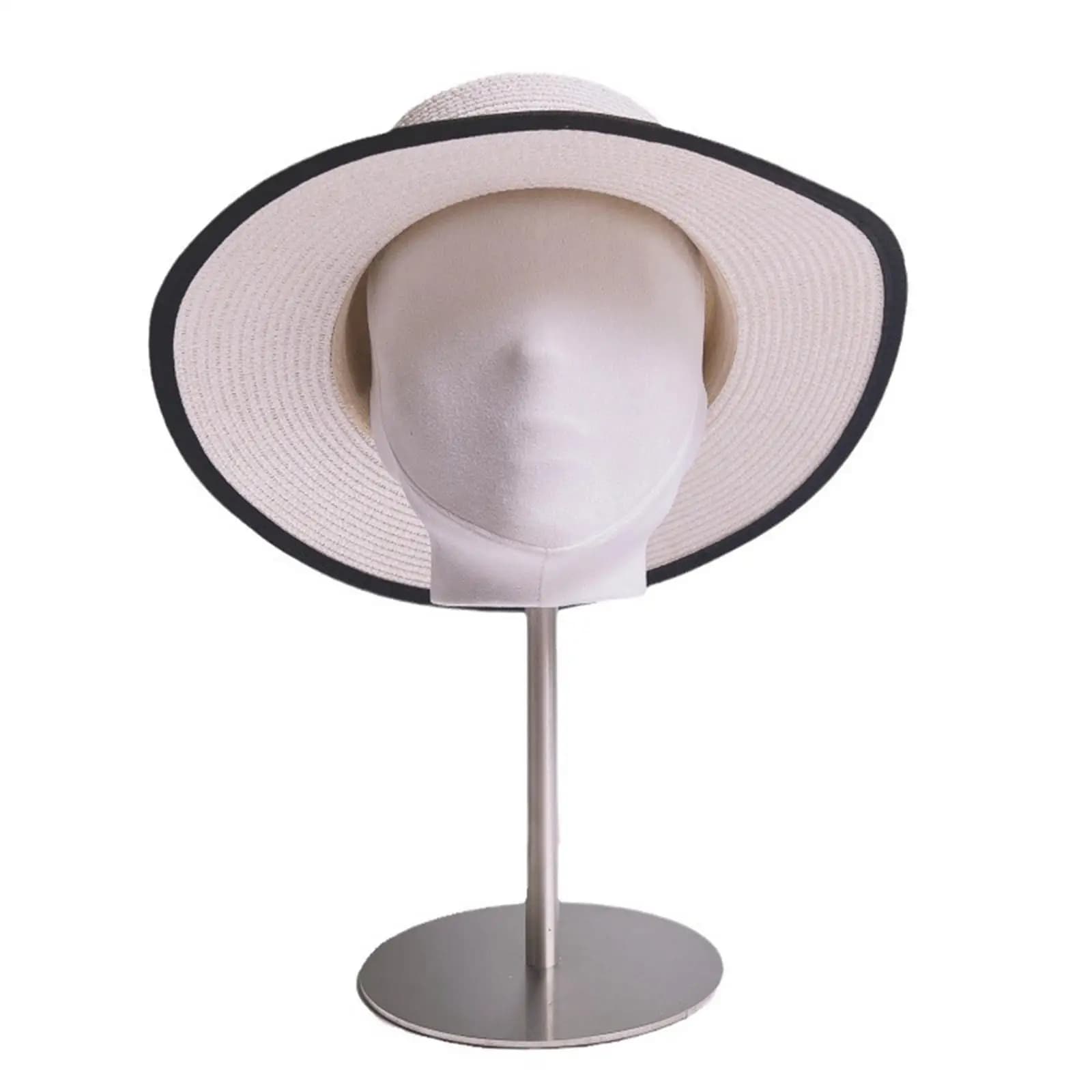 Hats Wig Display Stand Manikin Head with Stainless Steel Base Caps Storage Rack for Beginner Stylist Home Salon and Travel
