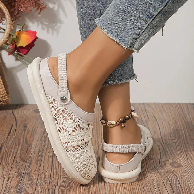 Summer Sweet Sandals Women Closed Toe Breathable Women Shoes Soft Sole Lightweight Flat Sandals Lace Outdoor Casual Slides Туфли