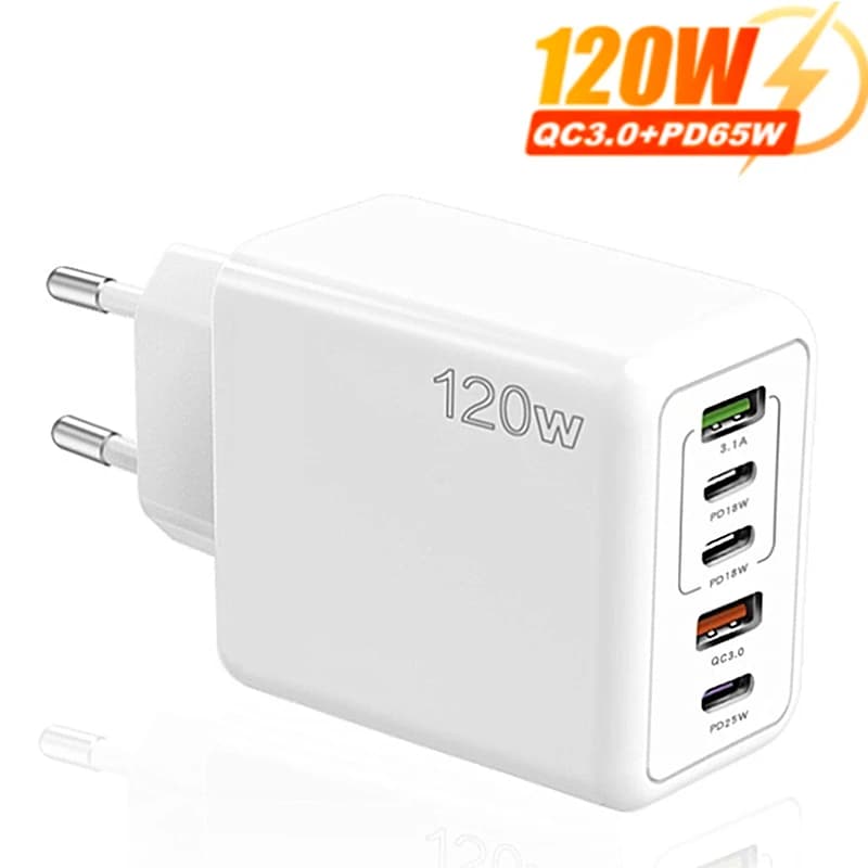 5 Ports USB C PD Charger Fast Charging PD Quick Charge 3.0 USB C Phone Charger Adapter For iPhone 15 14 13 Xiaomi Samsung 5 Port