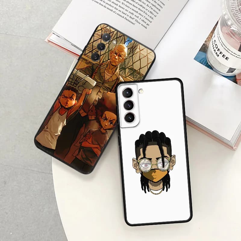 Phone Case For Samsung S24 Note20 Ultra S23 S22 S21 S20 Galaxy S10 Plus The Boondocks Cartoon Black Soft Anti-Drop Cover