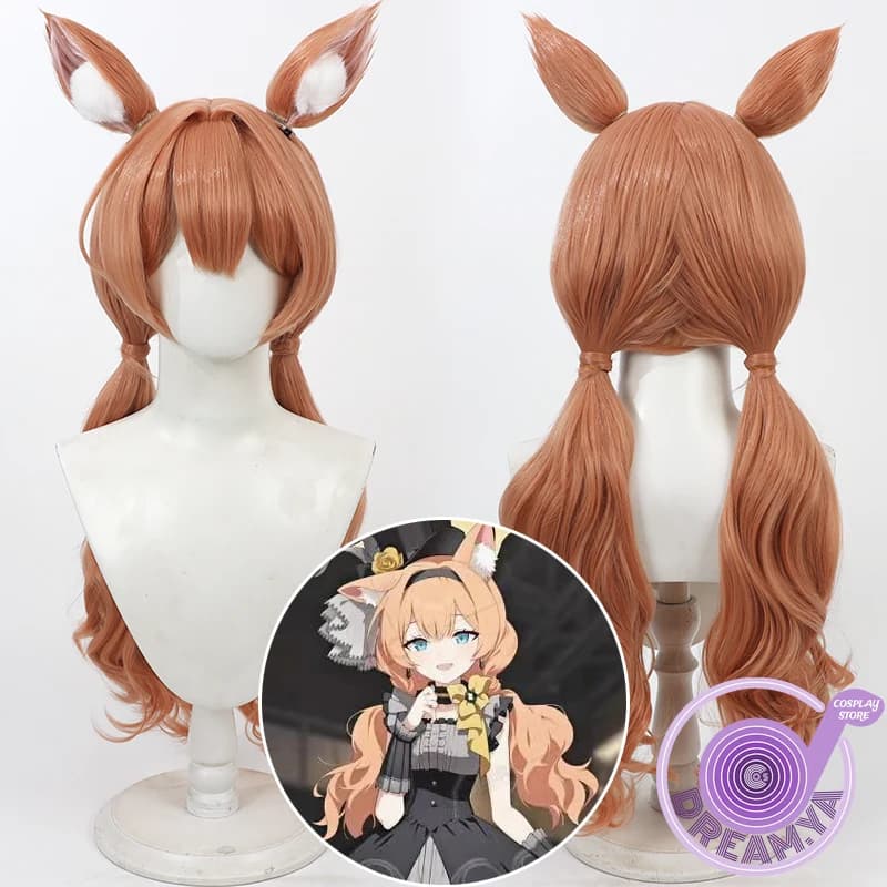 Iochi Mari Cosplay Wig Blue Archive Orange 80cm Wavy Heat Resistant Synthetic Hair Halloween Party Role Play + Free Wig Cap