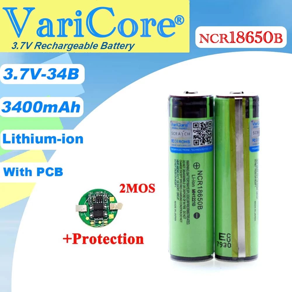 New Original Protected 18650 NCR18650B Rechargeable Li-ion battery 3.7V With PCB 3400mAh  For Flashlight batteries use